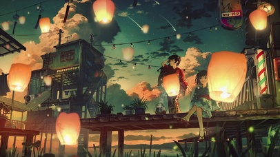 孔明灯少女少年