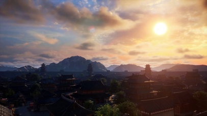 阳光下的古城镇