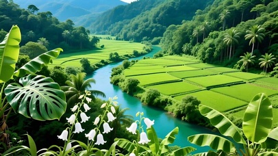 绿色护眼溪流山水