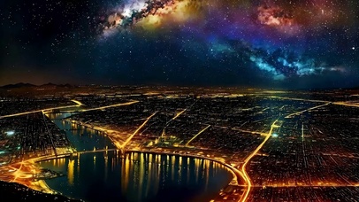 城市星光河流