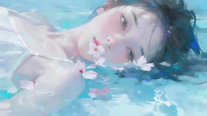 水面花瓣女孩