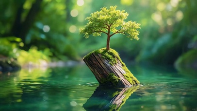 湖面小树