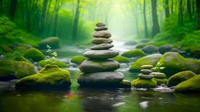 放松山间溪流石头