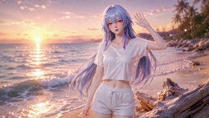 夕阳海滩莫宁