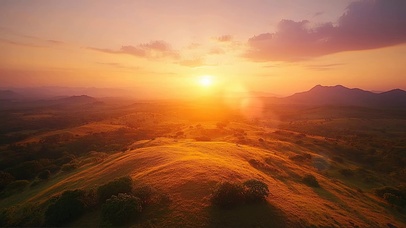 粉色朝霞广阔草原