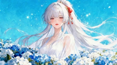 治愈白发花海女孩