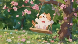 荡秋千的猫咪