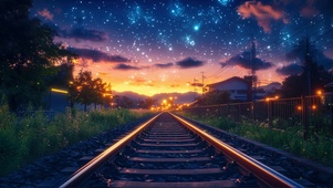静谧星空下的铁路