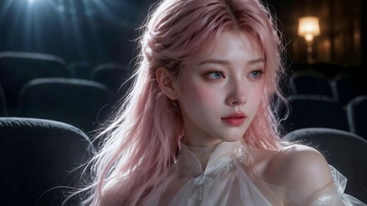 影院粉发美少女动态壁纸
