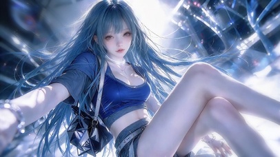 梦幻蓝发都市少女