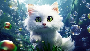 猫猫水下戏水