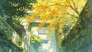 秋天枫叶小巷