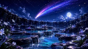 星河瀑布夜景