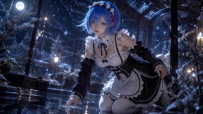 雪夜蓝发女仆雷姆