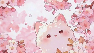 樱花树下小猫