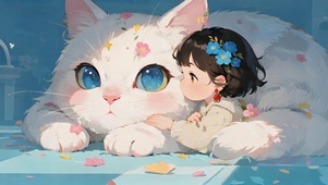 摇头的大白猫