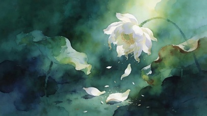 油画荷花