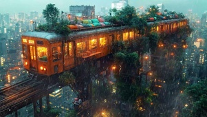 雨中城市风景