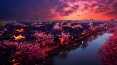 绝美古镇夕阳