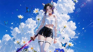 晴空花海蝴蝶少女蝴蝶忍