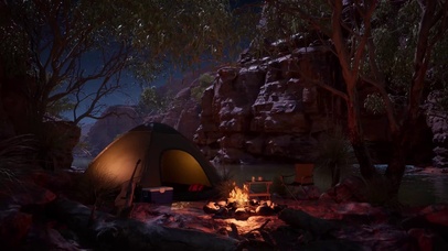 荒野河边的篝火