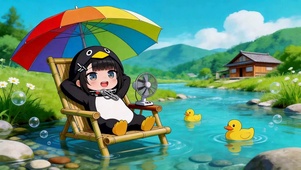 夏日溪边可爱咕咕嘎嘎