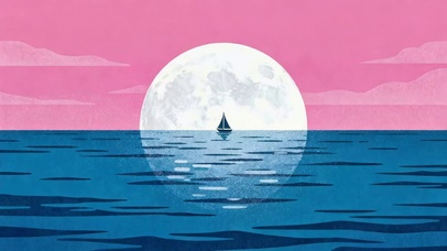 海面明月帆船