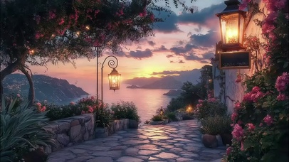 唯美海湾城市浪漫晚霞