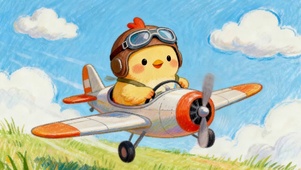 可爱飞行的小鸡