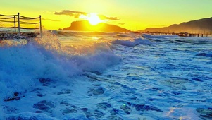 4k唯美夕阳海浪