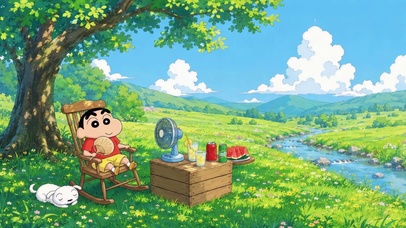 蜡笔小新夏日悠闲野餐