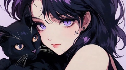少女和黑猫