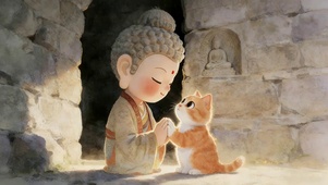 小佛遇见猫咪