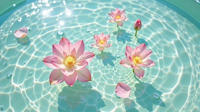 清新护眼水中荷花