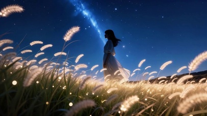 星空下的少女