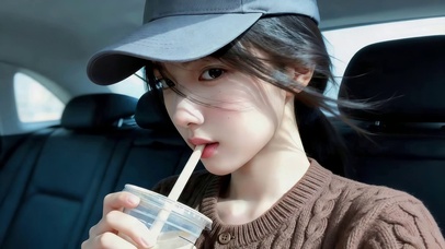 可爱奶茶女孩