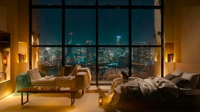 安静舒适雨天房间