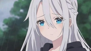 雨天白发伤感女孩