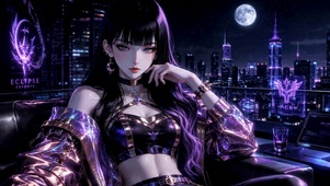 紫夜赛博风酷飒美少女