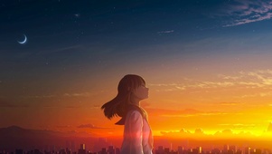 夕阳下女孩