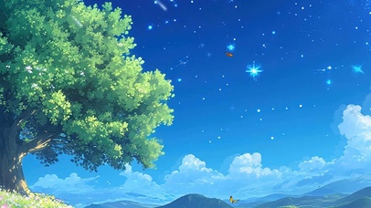 夜景树木带鱼屏