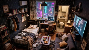 【雨景】夜晚的单身公寓