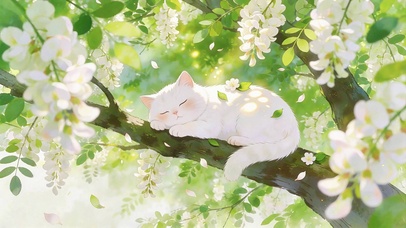 树上熟睡的小猫咪