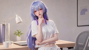 紫发清新二次元美少女莫宁