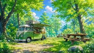 夏日林间餐车