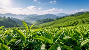 清新翠绿茶山晨景
