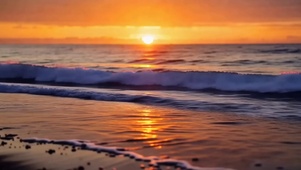 大海海浪黄昏浪花晚霞