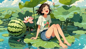 荷叶上的女孩