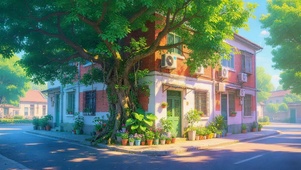 大树小红屋