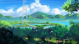 唯美治愈护眼蓝天白云池塘